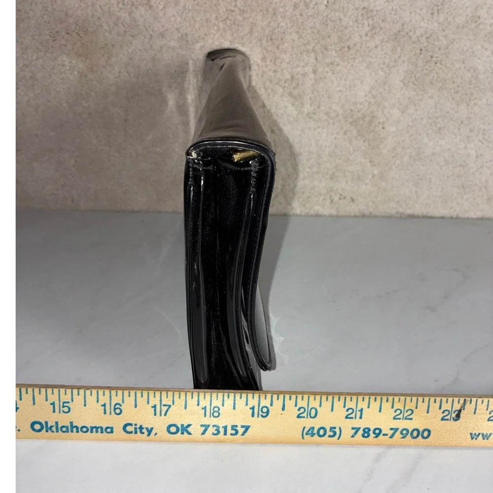 Vintage Crown Lewis Black Patent Leather Clutch -Classic Evening Look